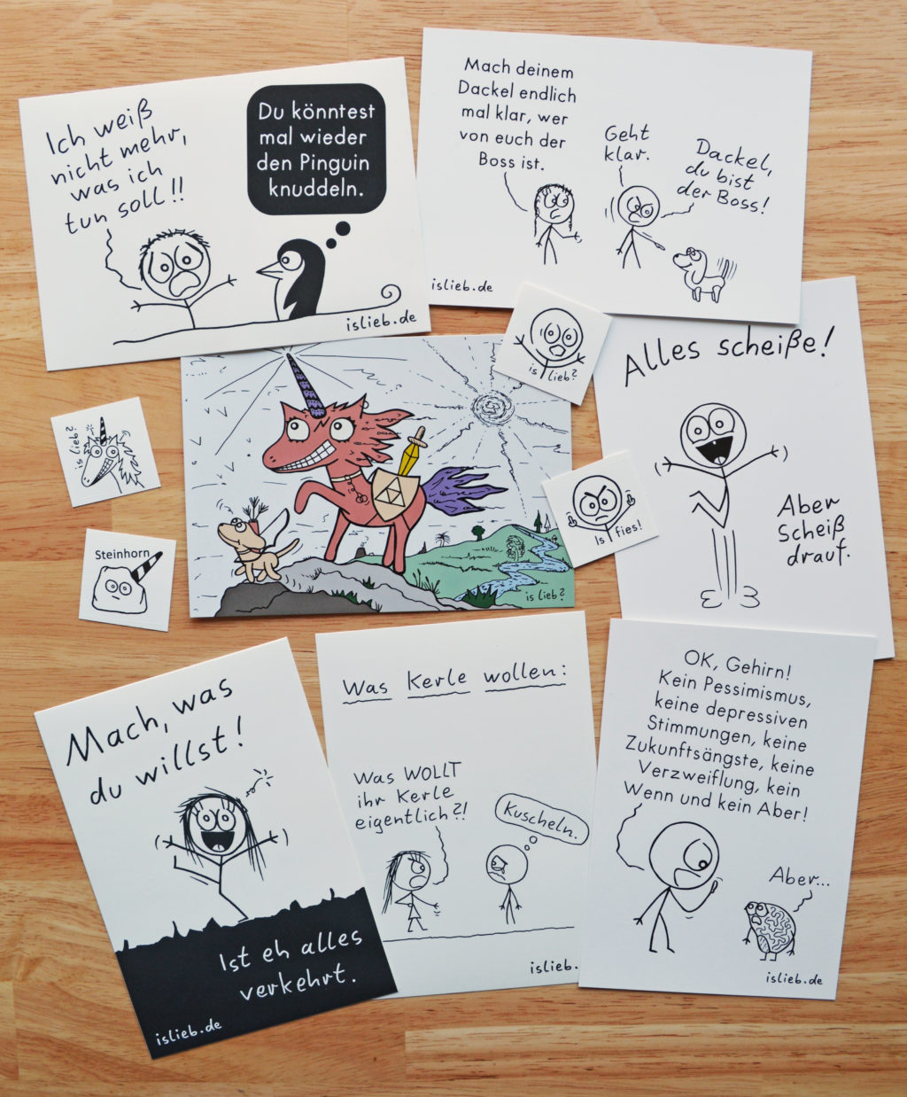 Kleines Aufkleber- und Kartenset